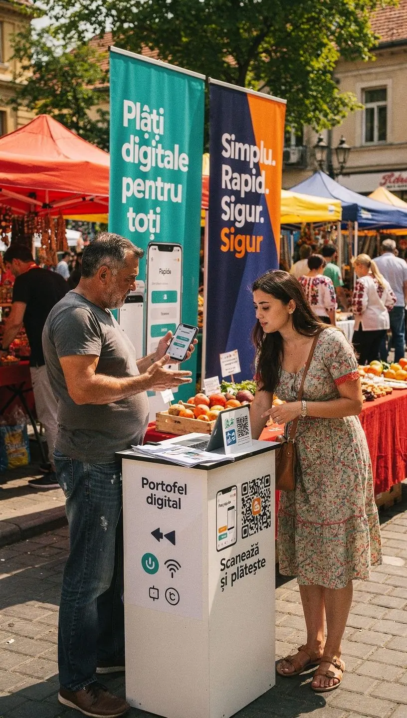 Imagine conceptuală cu simboluri digitale și elemente educaționale pentru tehnologie accesibilă.